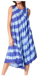 Sakkas Neja Women's Casual Maxi Summer Sleeveless Loose Fit Tie Dye Tank Dress