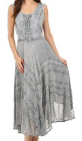 Sakkas Kevina Stonewashed Rayon Embroidered Dress#color_Grey