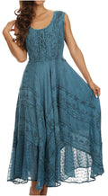 Sakkas Kevina Stonewashed Rayon Embroidered Dress#color_SteelBlue