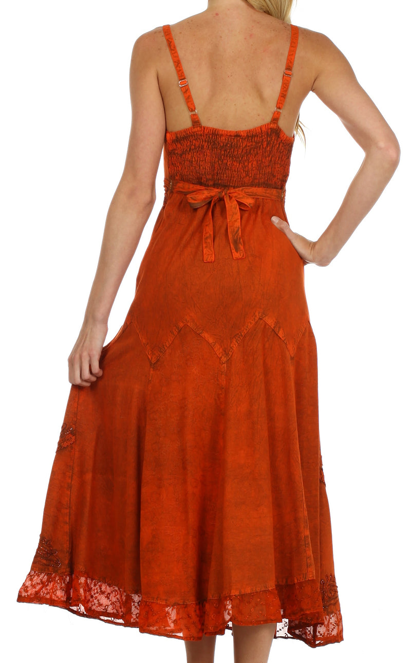 sakkas stonewashed rayon embroidered adjustable spaghetti straps long dress Amazon.com: Sakkas Stonewashed Rayon Embroidered Adjustable Spaghetti Straps Long Dress - Chocolate