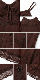 Sakkas Stonewashed Rayon Embroidered Adjustable Spaghetti Straps Long Dress