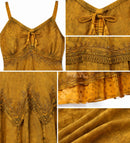 Sakkas Stonewashed Rayon Embroidered Adjustable Spaghetti Straps Long Dress