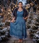 Sakkas Stonewashed Rayon Embroidered Adjustable Spaghetti Straps Long Dress