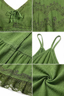 Sakkas Stonewashed Rayon Embroidered Adjustable Spaghetti Straps Long Dress