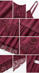 Sakkas Stonewashed Rayon Embroidered Adjustable Spaghetti Straps Long Dress