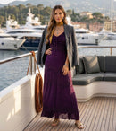 Sakkas Stonewashed Rayon Embroidered Adjustable Spaghetti Straps Long Dress