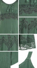 Sakkas Stonewashed Rayon Embroidered Adjustable Spaghetti Straps Long Dress