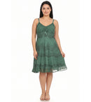 Sakkas Stonewashed Rayon Adjustable Spaghetti Straps Mid Length Dress