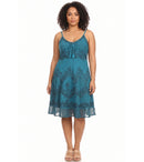 Sakkas Stonewashed Rayon Adjustable Spaghetti Straps Mid Length Dress