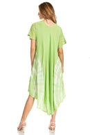 Sakkas Embroidered Painted Floral Cap Sleeve Cotton Dress