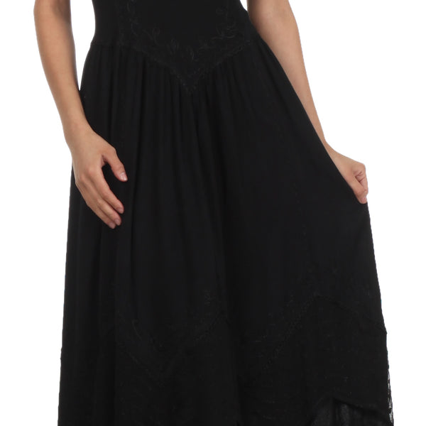 sakkas stonewashed rayon embroidered adjustable spaghetti straps long dress Sakkas Stonewashed Rayon Embroidered Adjustable Spaghetti Straps Long Dress  - Green - S/M