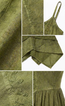 Sakkas Rayon Embroidered Stonewashed Adjustable Spaghetti Straps Long Dress