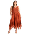 Sakkas Rayon Embroidered Stonewashed Adjustable Spaghetti Straps Long Dress