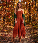 Sakkas Rayon Embroidered Stonewashed Adjustable Spaghetti Straps Long Dress