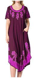 Sakkas Batik Palm Tree Cap Sleeve Caftan Dress / Cover Up