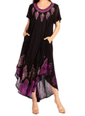Sakkas Batik Hindi Cap Sleeve Caftan Dress / Cover Up#color_Eggplant