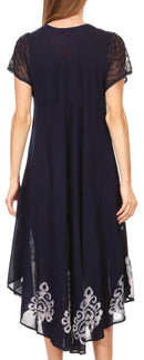 Sakkas Batik Hindi Cap Sleeve Caftan Dress / Cover Up