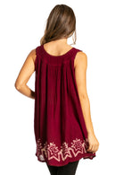 Sakkas Batik Embroidered V-Neck Sleeveless Blouse