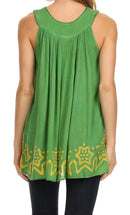Sakkas Batik Embroidered V-Neck Sleeveless Blouse