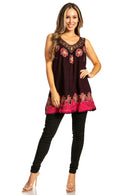 Sakkas Batik Embroidered V-Neck Sleeveless Blouse