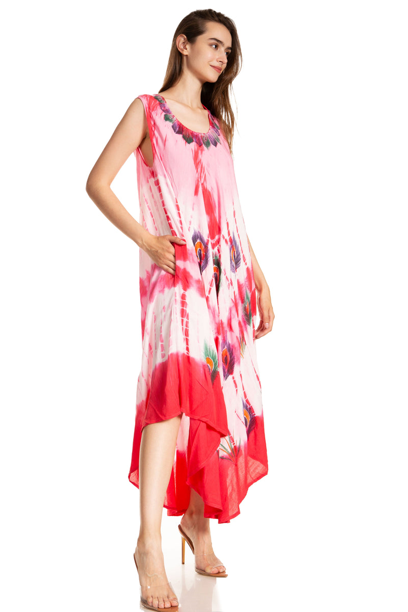 Sakkas Peacock Feather Caftan Dress / Cover Up Grey / One Size Sakkas Peacock Feather Caftan Dress / Cover Up Grey / One Size