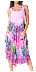 Sakkas Tasanee Caftan Tank Dress / Cover Up#color_Pink