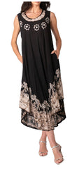 Sakkas Sundari Caftan Tank Dress / Cover Up#color_Black / Beige
