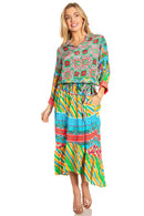 Sakkas Andreas Women's Maxi Long Sleeve Button Down Floral Ruffle Dress Pockets