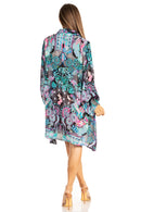 Sakkas Womens Long Sleeves Collared Neck Spring/Summer Short Shirt Dress/Cover-up