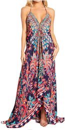 Sakkas Lizi 2025 Womens Maxi High-low Halter Handkerchief Long Dress Beach Party