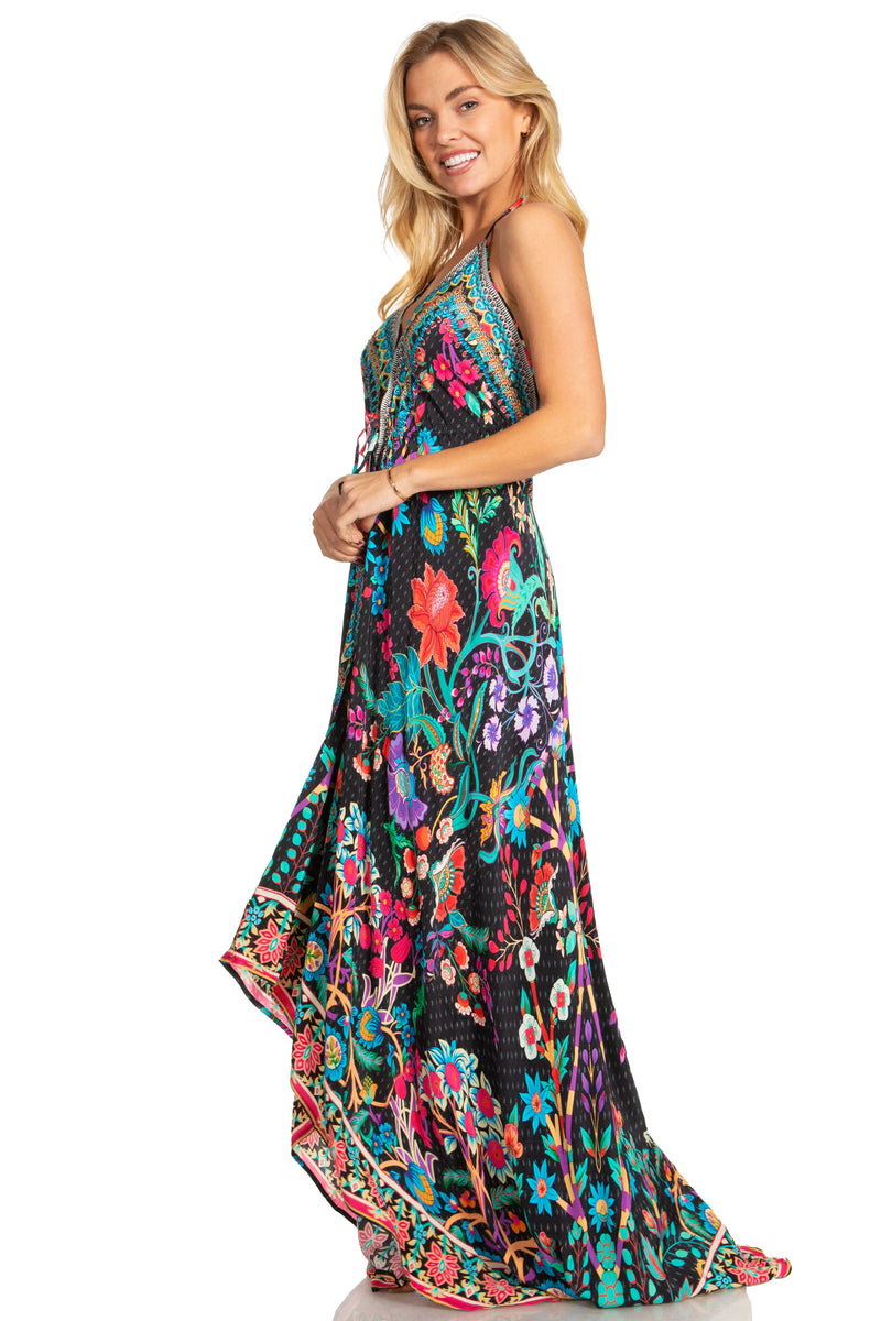 Sakkas Lizi 2025 Womens Maxi High-low Halter Handkerchief Long Dress Beach Party One Size / 625 Sakkas Lizi 2025 Womens Maxi High-low Halter Handkerchief Long Dress Beach Party One Size / 625