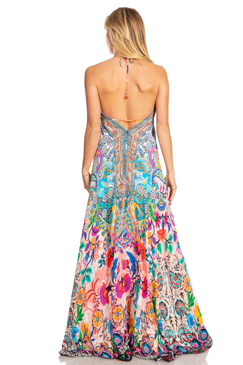 Sakkas Lizi 2025 Womens Maxi High-low Halter Handkerchief Long Dress Beach Party One Size / 625 Sakkas Lizi 2025 Womens Maxi High-low Halter Handkerchief Long Dress Beach Party One Size / 625