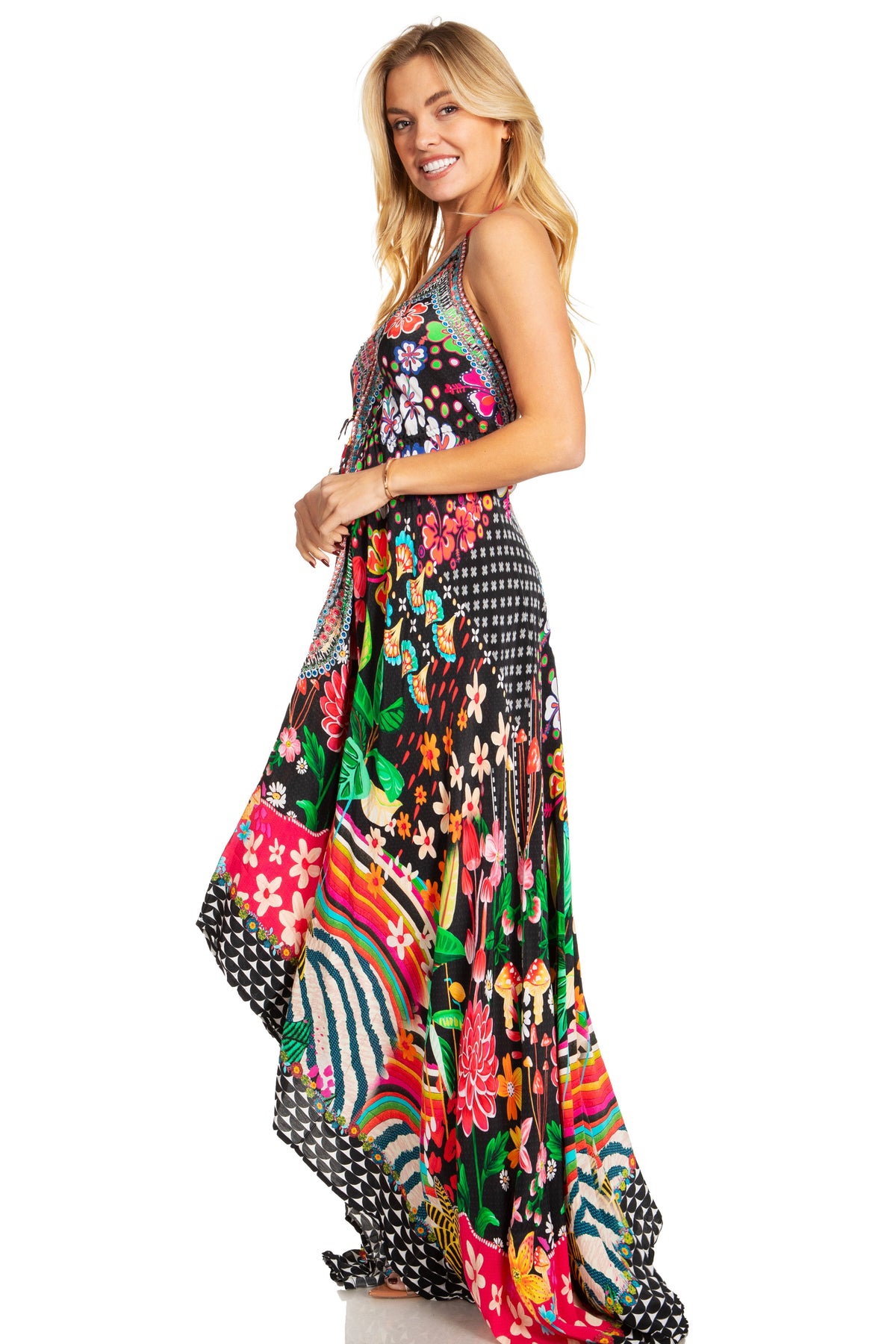 sakkas halter dress Sakkas Lizi Womens Maxi High-low Halter Handkerchief Long Dress Beach
