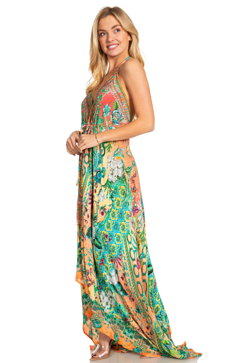 Sakkas Lizi 2025 Womens Maxi High-low Halter Handkerchief Long Dress Beach Party One Size / 625 Sakkas Lizi 2025 Womens Maxi High-low Halter Handkerchief Long Dress Beach Party One Size / 625
