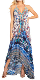 Sakkas Lizi 2025 Womens Maxi High-low Halter Handkerchief Long Dress Beach Party