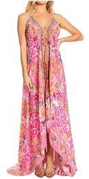 Sakkas Lizi 2025 Womens Maxi High-low Halter Handkerchief Long Dress Beach Party