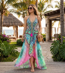 Sakkas Lizi Womens Maxi High-low Halter Handkerchief Long Dress Beach Party