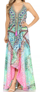 Sakkas Lizi Womens Maxi High-low Halter Handkerchief Long Dress Beach Party