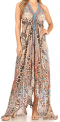 Sakkas Lizi Womens Maxi High-low Halter Handkerchief Long Dress Beach Party#color_CTW261-White