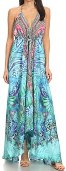 Sakkas Lizi Womens Maxi High-low Halter Handkerchief Long Dress Beach Party