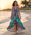 Sakkas Lizi Womens Maxi High-low Halter Handkerchief Long Dress Beach Party