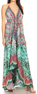 Sakkas Lizi Womens Maxi High-low Halter Handkerchief Long Dress Beach Party