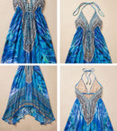 Sakkas Lizi Womens Maxi High-low Halter Handkerchief Long Dress Beach Party