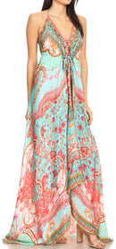 Sakkas Lizi Womens Maxi High-low Halter Handkerchief Long Dress Beach Party
