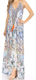 Sakkas Lizi Womens Maxi High-low Halter Handkerchief Long Dress Beach Party#color_ORW234-White