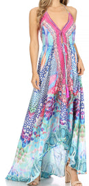 Sakkas Lizi Womens Maxi High-low Halter Handkerchief Long Dress Beach Party