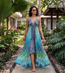 Sakkas Lizi Womens Maxi High-low Halter Handkerchief Long Dress Beach Party