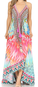 Sakkas Lizi Womens Maxi High-low Halter Handkerchief Long Dress Beach Party
