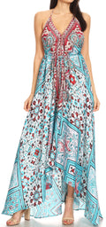 Sakkas Lizi Womens Maxi High-low Halter Handkerchief Long Dress Beach Party#color_TW222-White