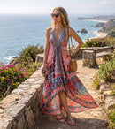 Sakkas Lizi Womens Maxi High-low Halter Handkerchief Long Dress Beach Party